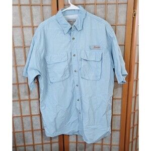 Bimini Bay Outfitters LightBlue Fishing Shirt Mens L Nylon Vented Short Sleeve